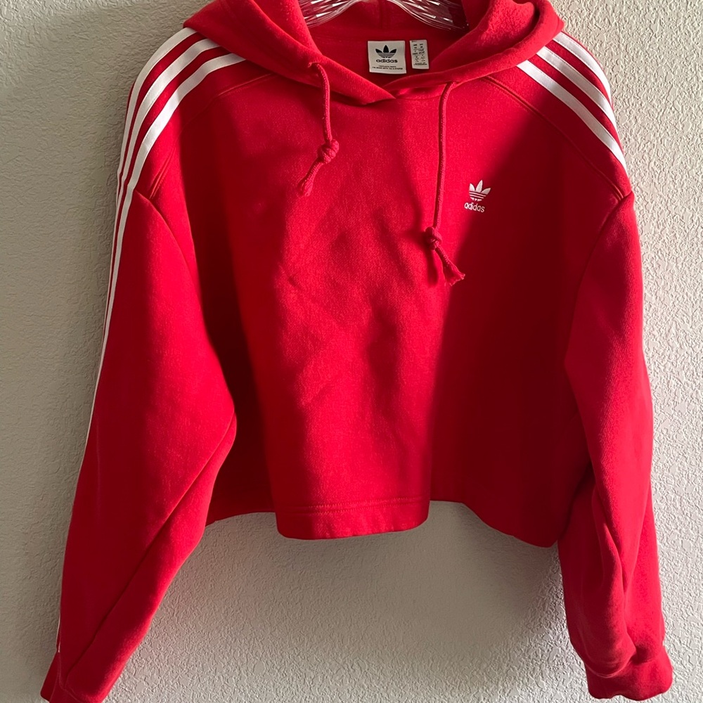 adidas Red Hoodie with Trefoil Logo